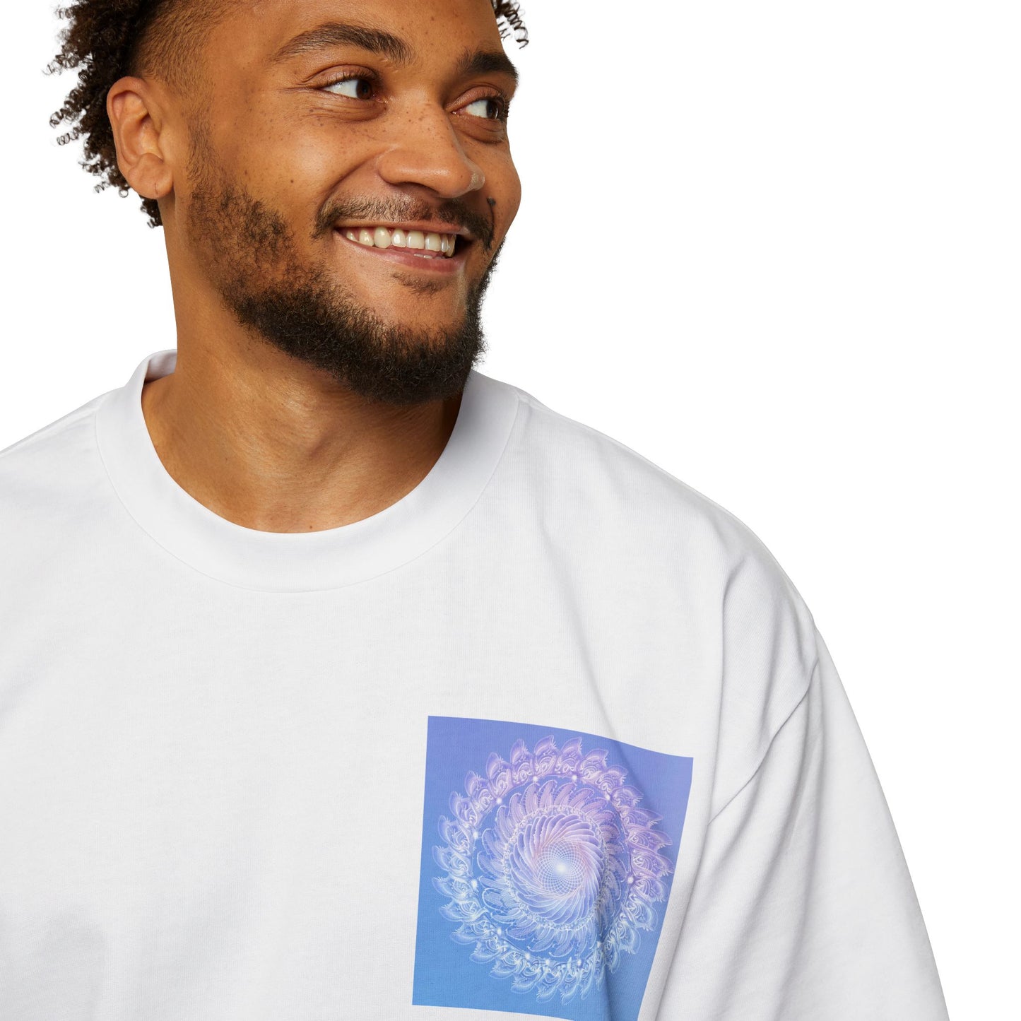 Men's Heavy Oversized Tee with Spiraled Design, Comfortable Graphic Fashion, Casual Wear, Relaxed Fit Top, Gift for Art Lovers