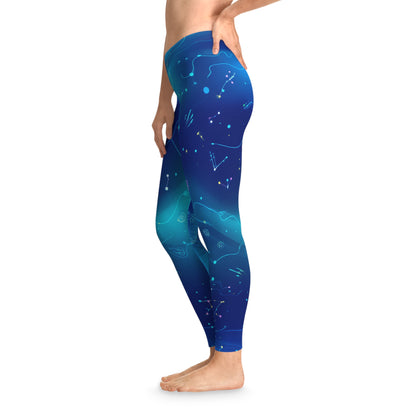 Galactic Stretchy Leggings, Cosmic Activewear, Yoga Pants, Starry Leggings, Fitness Apparel, Gift for Space Lovers
