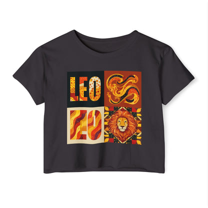 Women's Leo Zodiac Festival Crop Top | Bohemian Style Shirt, Summer Cheers, Astrology Gift, Festival Fashion, Casual Chic