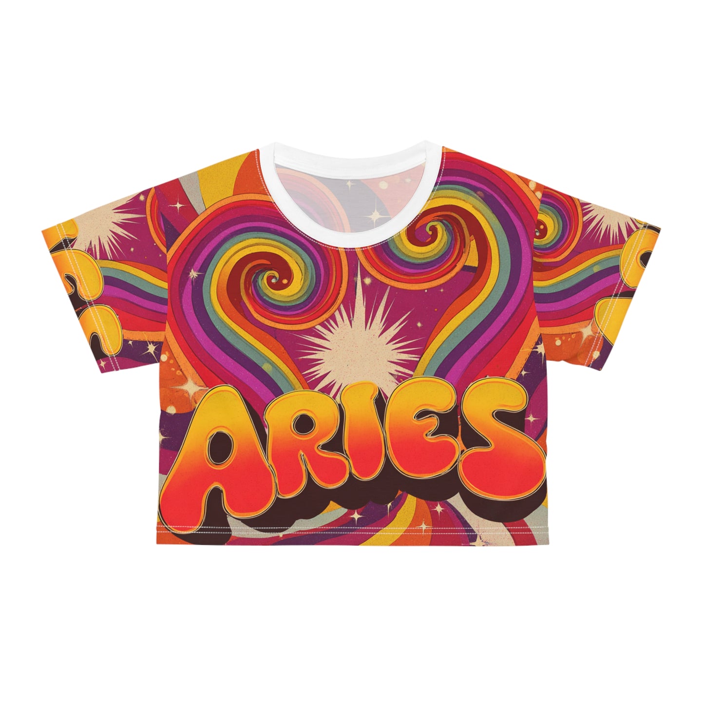 Colorful Aries Crop Tee, Astrology Shirt, Zodiac Apparel, Boho Fashion, Festival Wear, Birthday Gift