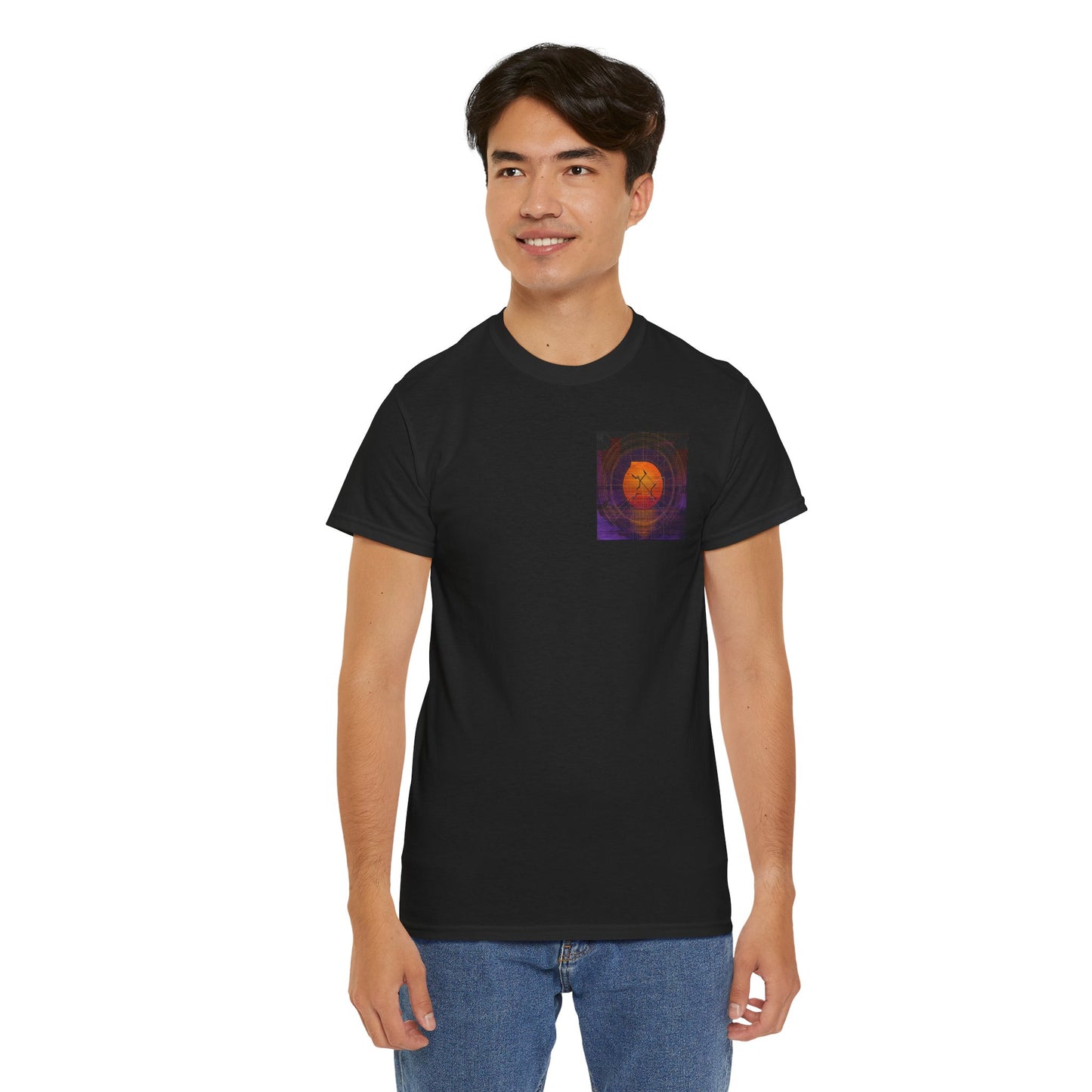 Vibrant Sunset Tee, Unisex Heavy Cotton Shirt for Art Lovers, Casual Fashion, Gift for Him/Her, Seasonal Wear, Inspirational Style