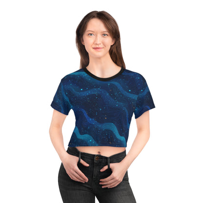 Cosmic Waves Crop Tee | Dreamy Casual Top, Galaxy Print Tee, Everyday Wear, Summer Vibes, Festival Fashion