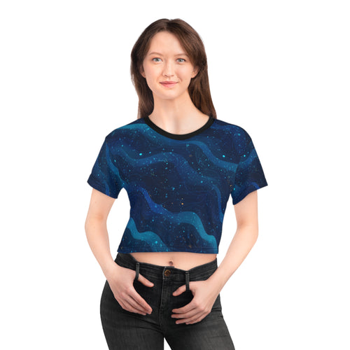 Cosmic Waves Crop Tee | Dreamy Casual Top, Galaxy Print Tee, Everyday Wear, Summer Vibes, Festival Fashion