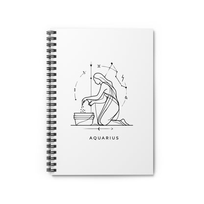 Aquarius Spiral Notebook - Zodiac Sign Journal, Perfect for Astrology Lovers, Note-taking, Gift for Birthdays, Inspirational Diary