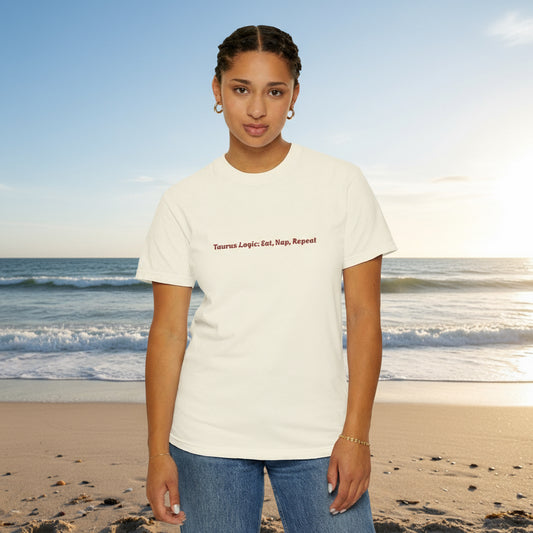 Taurus Logic Eat Sleep Repeat T-Shirt | Minimal Text Tee