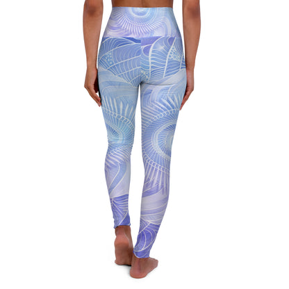 Libra Air Element High Waisted Yoga Leggings - Zodiac Harmony Artistic Spirals, Astrology Fitness Gift, Celestial Balance Design
