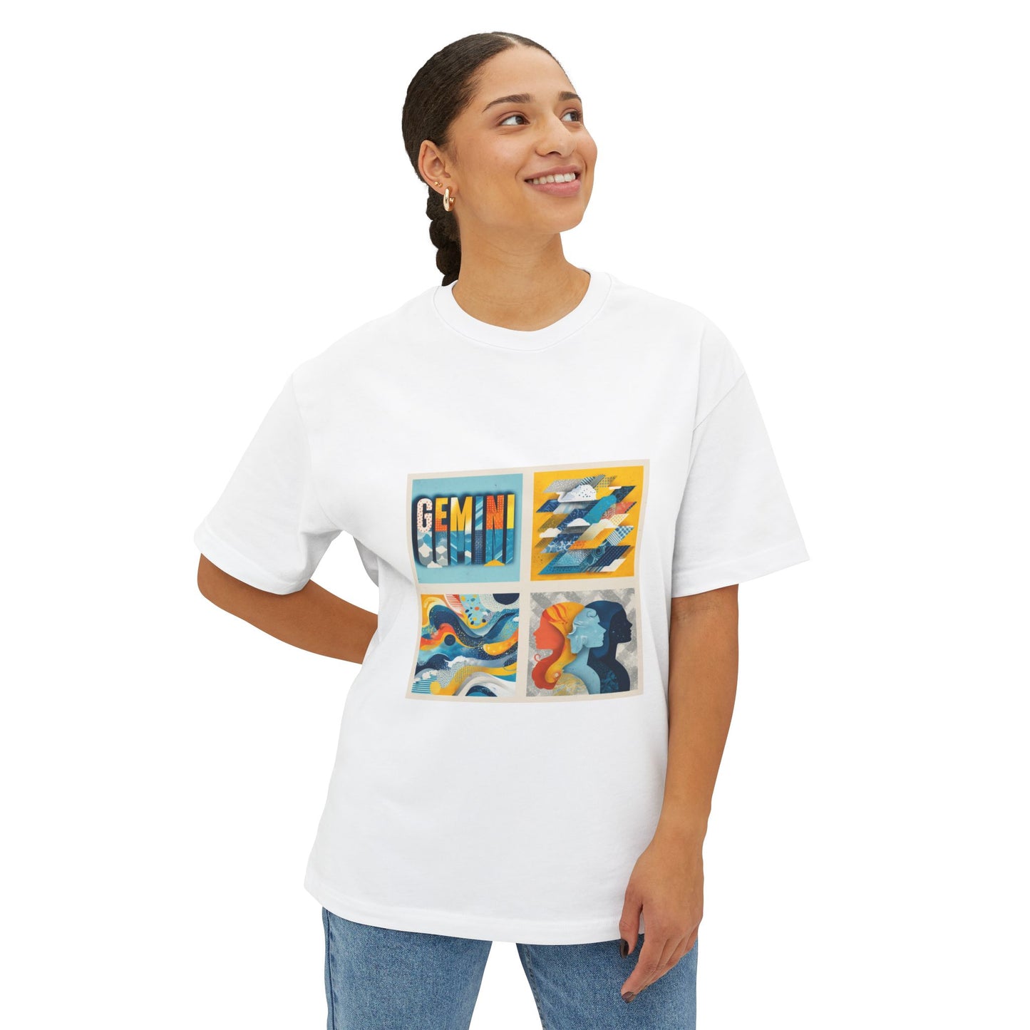 Gemini Vibes Boxy Tee - Unisex Oversized Graphic Shirt, Birthday Gift, Zodiac Apparel, Astrology Lover, Casual Wear
