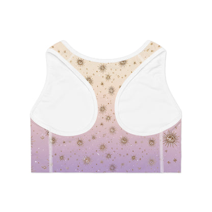 Boho Sunburst Sports Bra, Workout Top, Yoga Bra, Fitness Apparel, Athleisure Wear, Activewear for Women