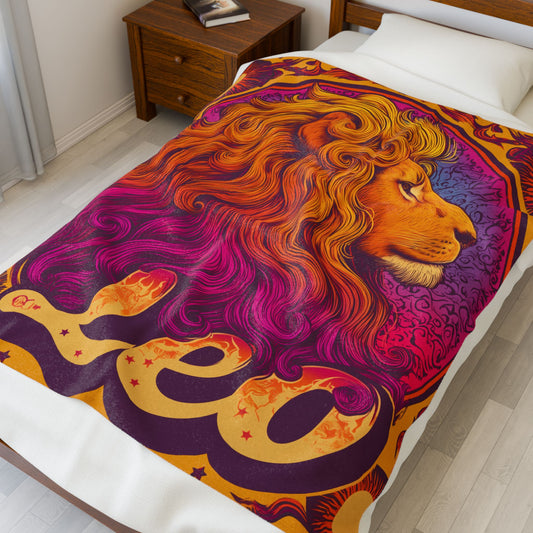 Vibrant Leo Velveteen Plush Blanket | Soft Throw for Astrology Lovers, Cozy Home Decor, Leo Gifts, Zodiac Blanket, Leo Season