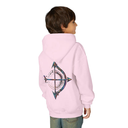 Fire Element Sagittarius Youth Hoodie | ♐ Archer's Arrow | Psychedelic Zodiac Sweatshirt
