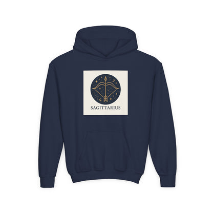 Fire Element Sagittarius Youth Hoodie | ♐ Archer's Arrow | Psychedelic Zodiac Sweatshirt