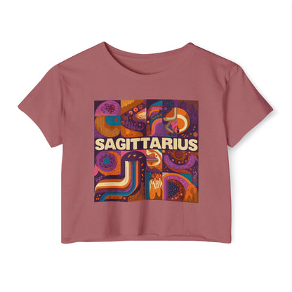 Sagittarius Festival Crop Top - Boho Chic Tee, Astrology Gift, Music Festival Outfit, Zodiac Apparel, Summer Wardrobe Essential