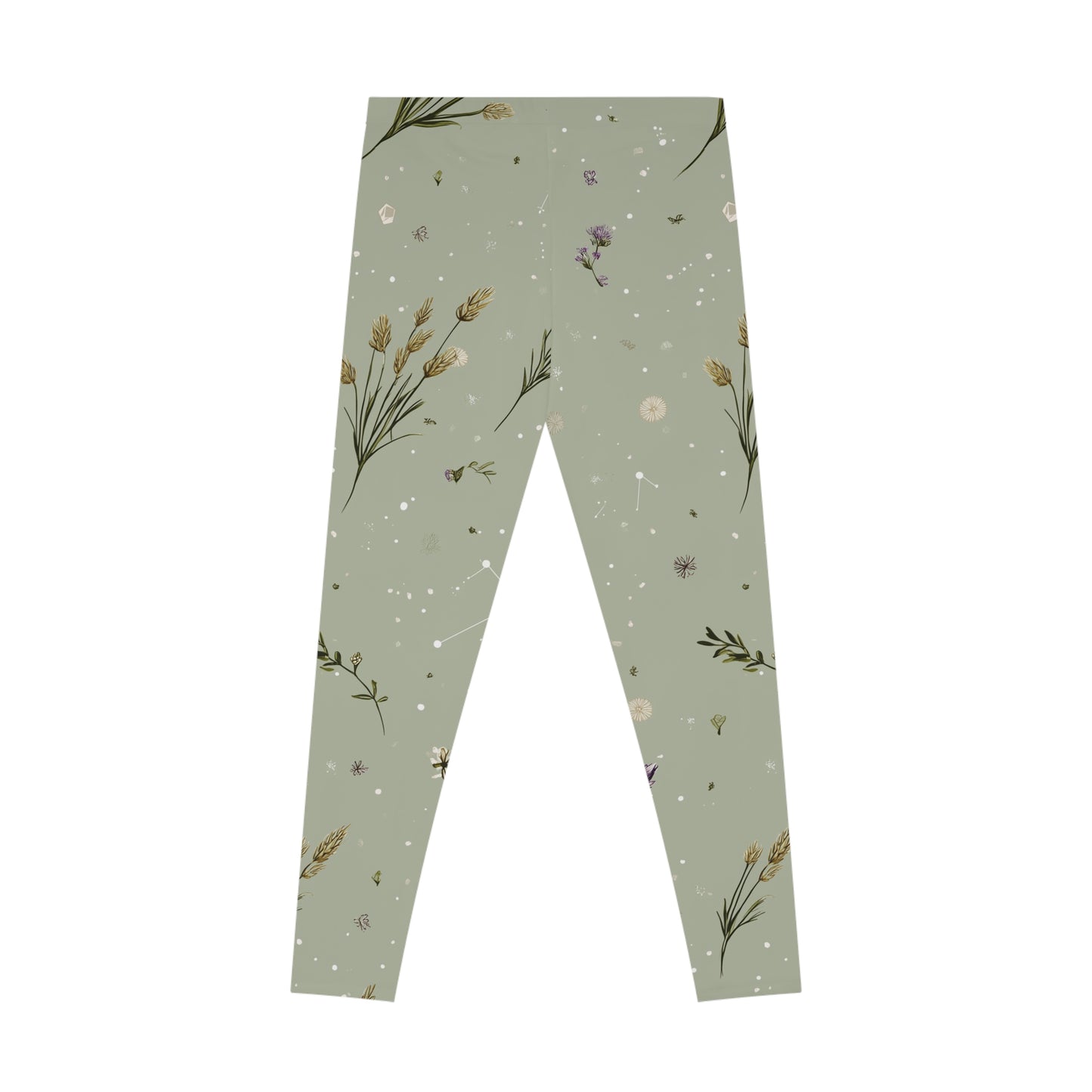 Floral Galaxy Stretchy Leggings, Trendy Activewear, Yoga Pants, Gift for Her, Cosmic Print, Everyday Comfort