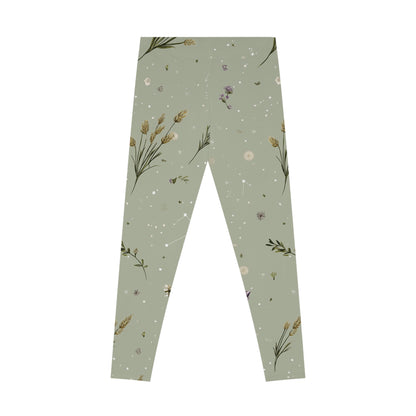 Floral Galaxy Stretchy Leggings, Trendy Activewear, Yoga Pants, Gift for Her, Cosmic Print, Everyday Comfort