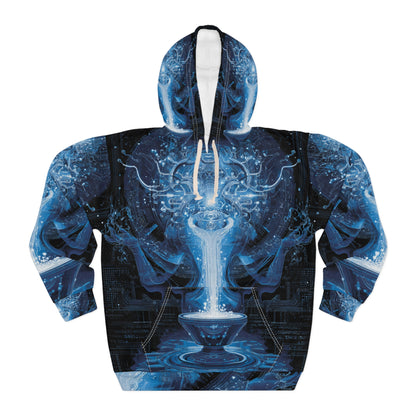 Aquarius Water Bearer Mystical Blue Energy Hoodie - Zodiac Air Element Pullover, Astrology Gift, Celestial Innovation Design