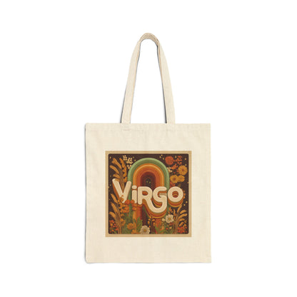 Vintage Virgo Cotton Canvas Tote Bag, Astrology Gift, Eco-Friendly Tote, Zodiac Bag, Handmade Shopping Bag
