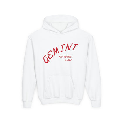 Gemini Curious Mind Youth Hoodie, Astrology Gift, Cosmic Sweatshirt, Birthday Apparel, Zodiac Fashion