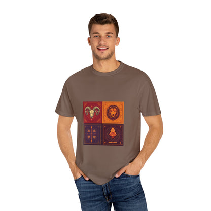 Garment-Dyed Graphic T-Shirt - Bohemian Vibe, Perfect for Festivals, Unique Gift for Creatives, Casual Wear, Astrology Lovers