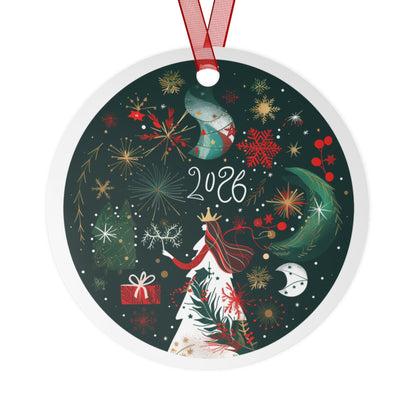 2026 Holiday Queen illustration Metal Ornament | Christmas tree decoration, festive stars