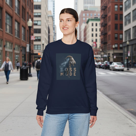 Boss Mode Crewneck Sweatshirt — Smoking Lion Graphic Pullover