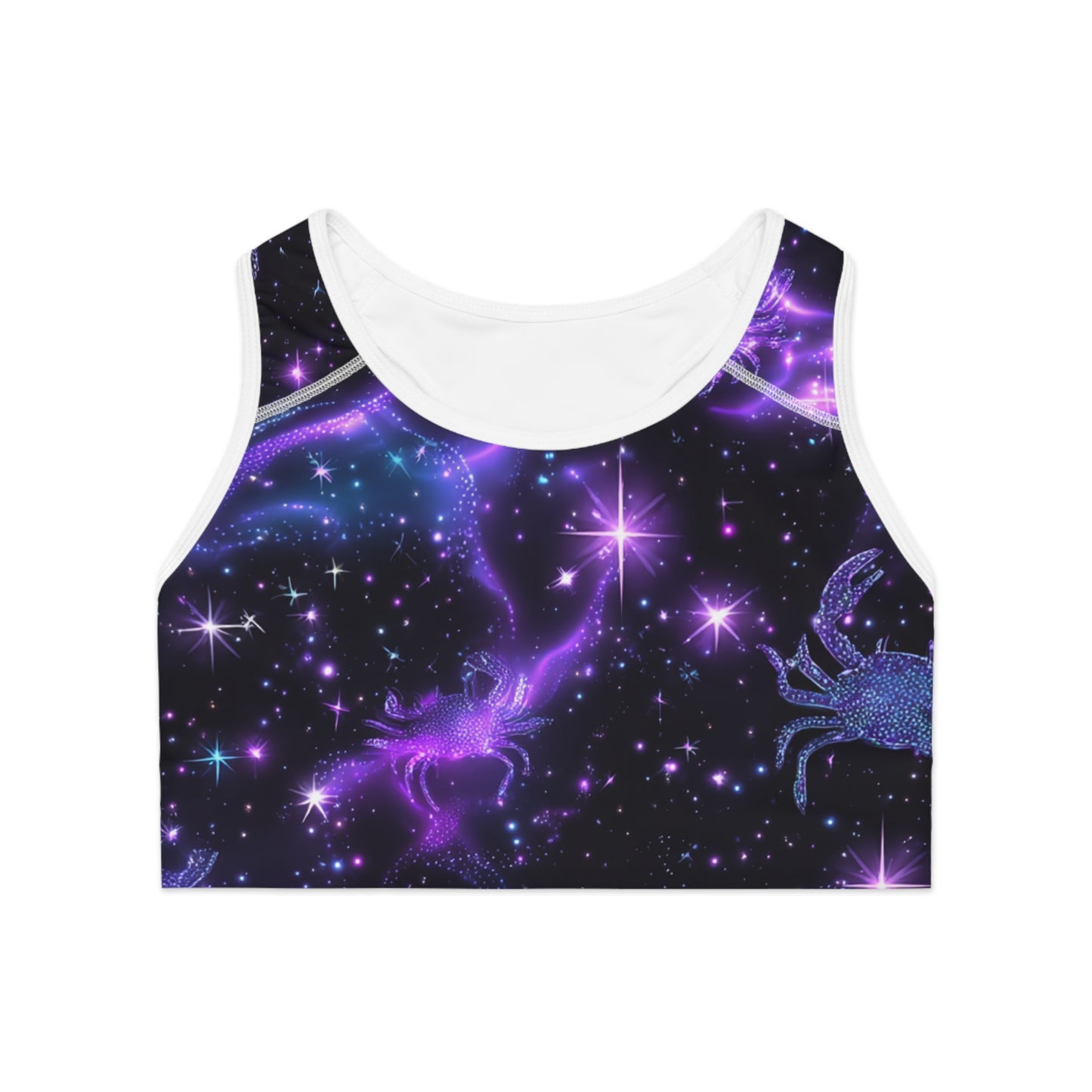 Water Element Cancer Sports Bra | ♋ Cosmic Crab | Psychedelic Activewear