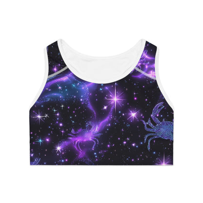 Water Element Cancer Sports Bra | ♋ Cosmic Crab | Psychedelic Activewear