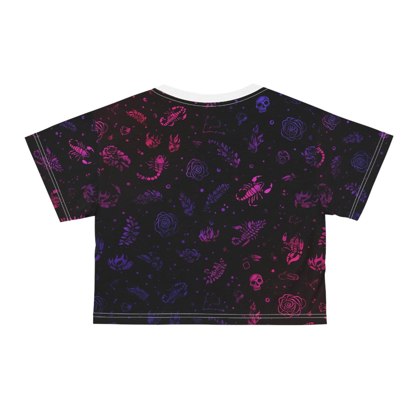 Dark Floral Crop Tee - Unique Patterned Top, Trendy Streetwear, Cool Casual Style, Perfect Gift for Music Festivals, Everyday Wear