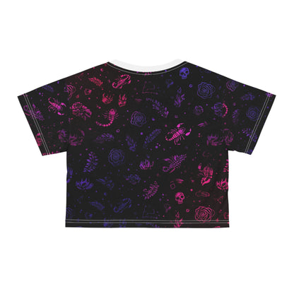 Dark Floral Crop Tee - Unique Patterned Top, Trendy Streetwear, Cool Casual Style, Perfect Gift for Music Festivals, Everyday Wear