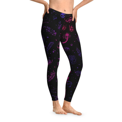 Gothic Floral Stretchy Leggings, Trendy Workout Pants, AOP Leggings for Yoga & Casual Wear, Gift for Her