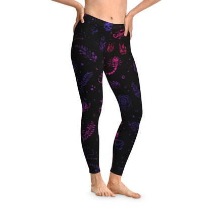 Gothic Floral Stretchy Leggings, Trendy Workout Pants, AOP Leggings for Yoga & Casual Wear, Gift for Her