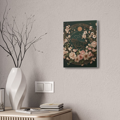 Taurus Zodiac Canvas Wall Art, Floral Taurus Print, Horoscope Gift, Astrology Decor, Celestial Artwork