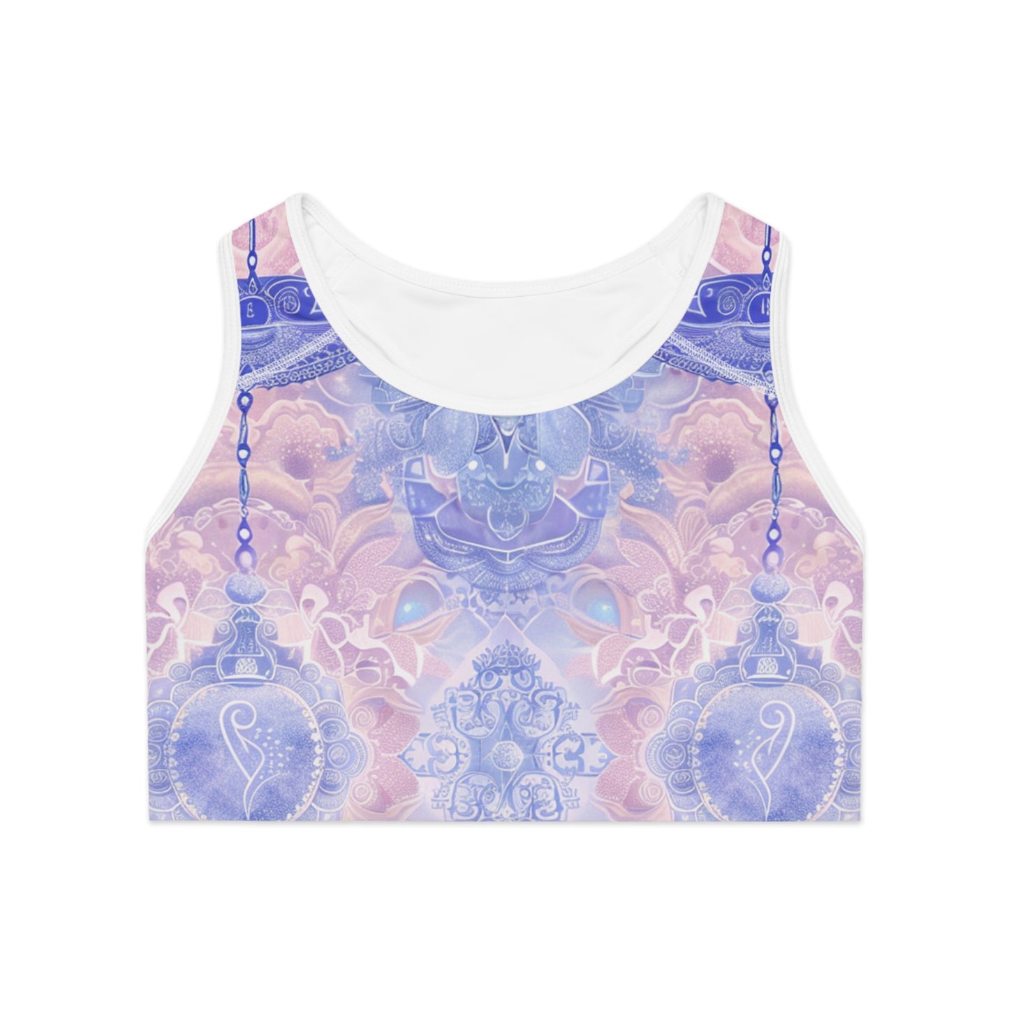 Libra Air Element Floral Sports Bra - Zodiac Harmony Athletic Wear, Astrology Fitness Gift, Celestial Balance Design