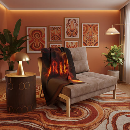 Fire-Fueled Aries Fleece Blanket, Cozy Throw Blanket for Astrology Lovers, Perfect Gift for Aries Zodiac Sign