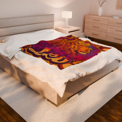 Vibrant Leo Velveteen Plush Blanket | Soft Throw for Astrology Lovers, Cozy Home Decor, Leo Gifts, Zodiac Blanket, Leo Season