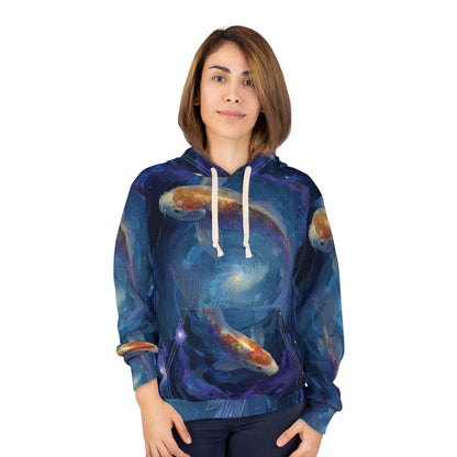 Cosmic Koi Fish Hoodie - Galaxy Art Pullover, Unisex Sweatshirt, Gift for Fish Lovers, Space Age Apparel, Zen Fashion
