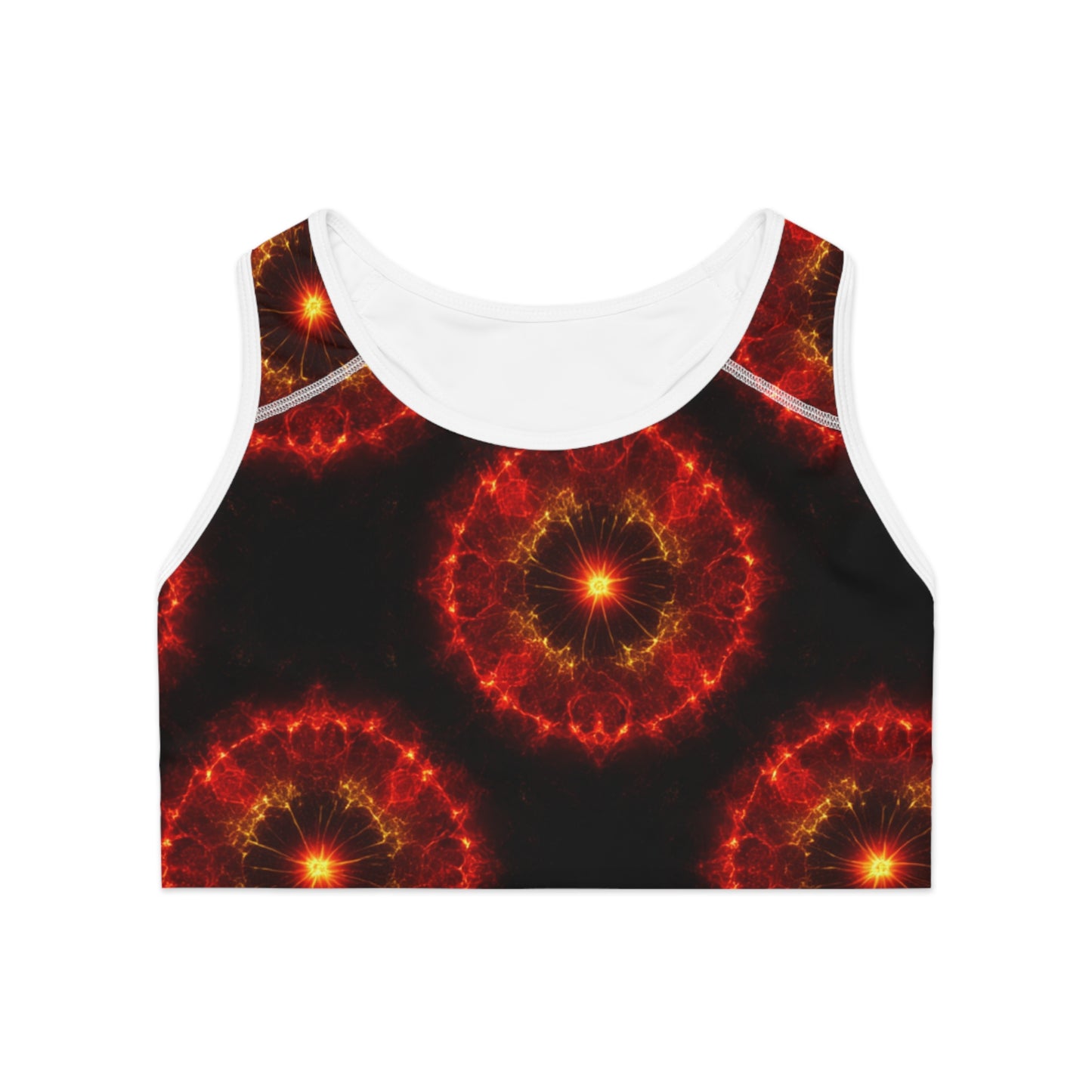 Fire Element Sagittarius Sports Bra | ♐ Fierce Cosmic | Psychedelic Activewear
