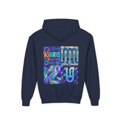 Aquarius Youth Hooded Sweatshirt, Zodiac Sweatshirt, Astrology Gift, Personalized Hoodie, Gift for Teens, Astrology Apparel