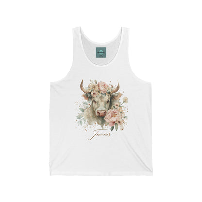 Floral Cow Jersey Tank, Unisex Summer Top, Farmhouse Decor Shirt, Animal Lover Gift, Country Style Tees, Casual Wear