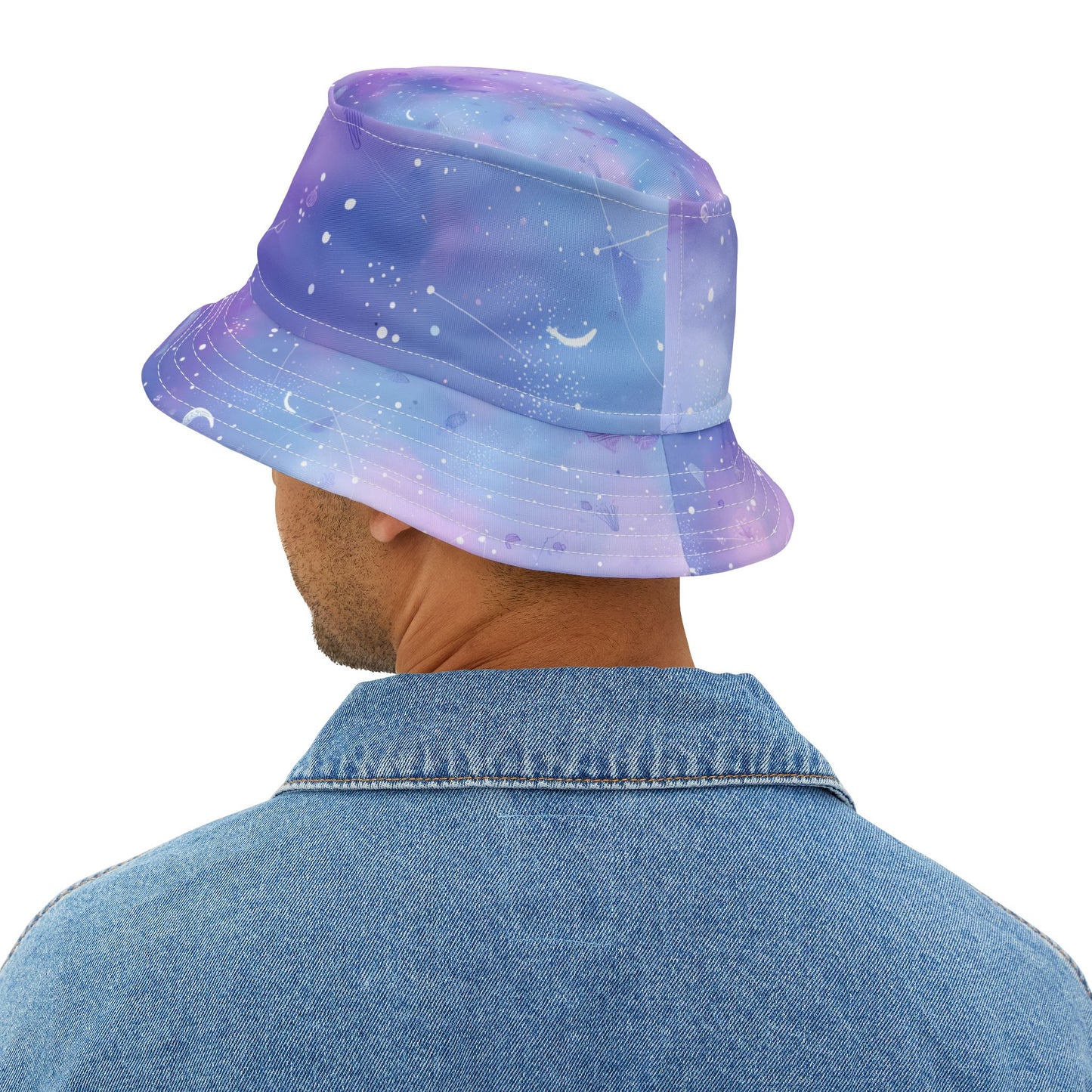 Cosmic Print Bucket Hat, Stylish Headwear, Trendy Summer Accessory, Perfect for Festivals, Outdoor Adventures, Gift for Space Lovers