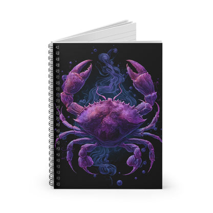 Water Element Cancer Notebook | ♋ Purple Crab | Psychedelic Spiral Journal