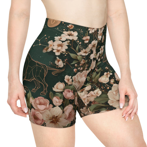 Floral Zodiac Women's Biker Shorts, Trendy Activewear, Summer Fitness, Gift for Her, Yoga and Cycling Shorts
