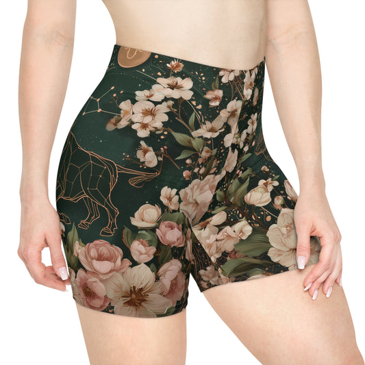 Floral Zodiac Women's Biker Shorts, Trendy Activewear, Summer Fitness, Gift for Her, Yoga and Cycling Shorts
