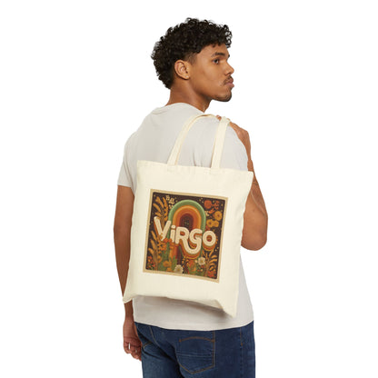 Vintage Virgo Cotton Canvas Tote Bag, Astrology Gift, Eco-Friendly Tote, Zodiac Bag, Handmade Shopping Bag