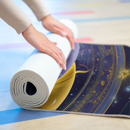 Cosmic Vibes Foam Yoga Mat, Meditative Exercise Mat, Yoga Gift, Indoor Workout, Spiritual Practice, Mindfulness Accessory