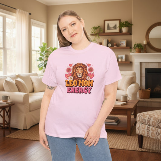 Leo Mom Energy Tee, Unisex Cotton Tee, Birthday Gift for Leo Moms, Astrology Shirt, Fun Graphic Tee, Summer Fashion