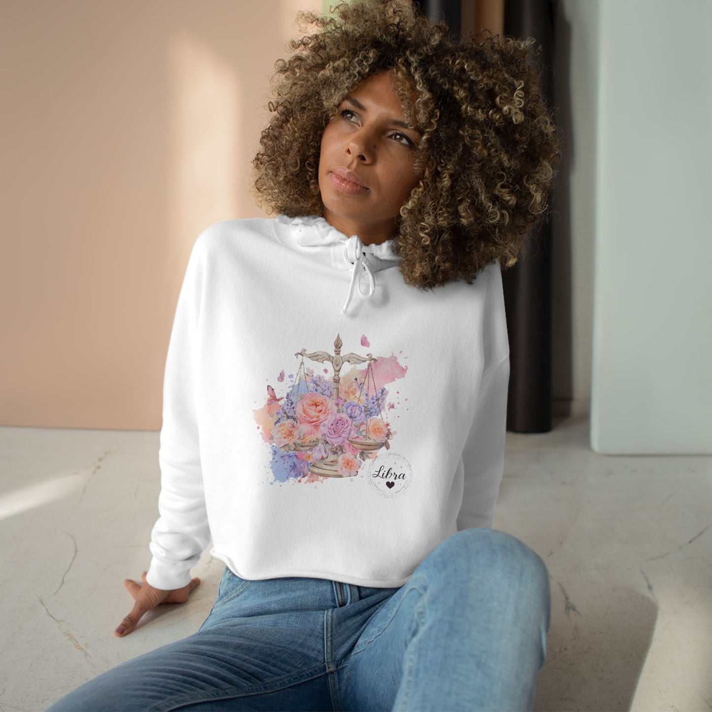 Floral Justice Crop Hoodie, Trendy Pullover, Women's Casual Wear, Gift for Her, Spring Fashion, Artistry in Apparel