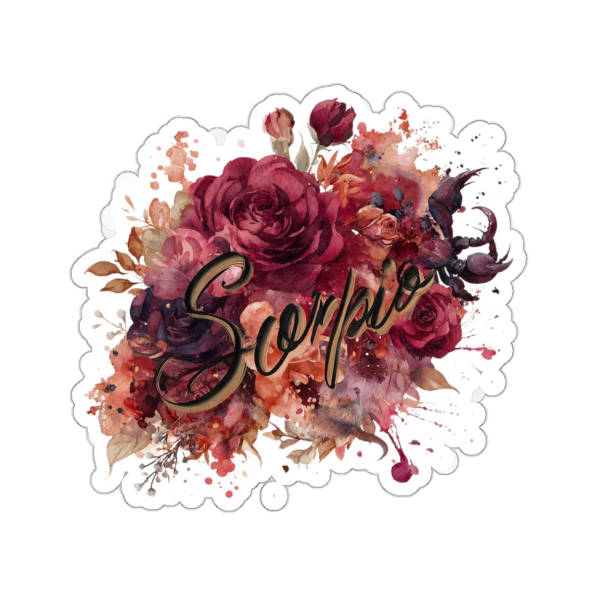 Floral Scorpio Stickers, Astrology Decals, Zodiac Art, Laptop Stickers, Gift for Scorpios, Cute Flower Stickers