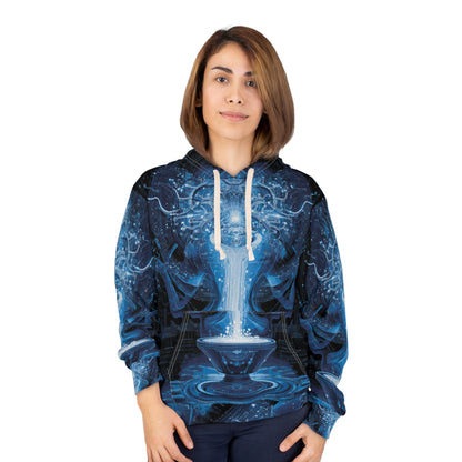 Aquarius Water Bearer Mystical Blue Energy Hoodie - Zodiac Air Element Pullover, Astrology Gift, Celestial Innovation Design