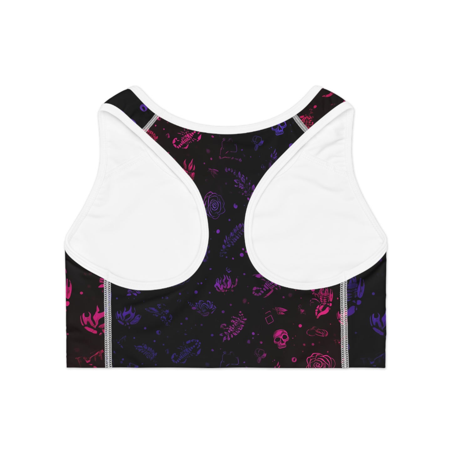 Vibrant Athletic Sports Bra with Gothic Aesthetic, Activewear, Workout Top, Gym Essentials, Fitness Apparel, Unique Fitness Gift
