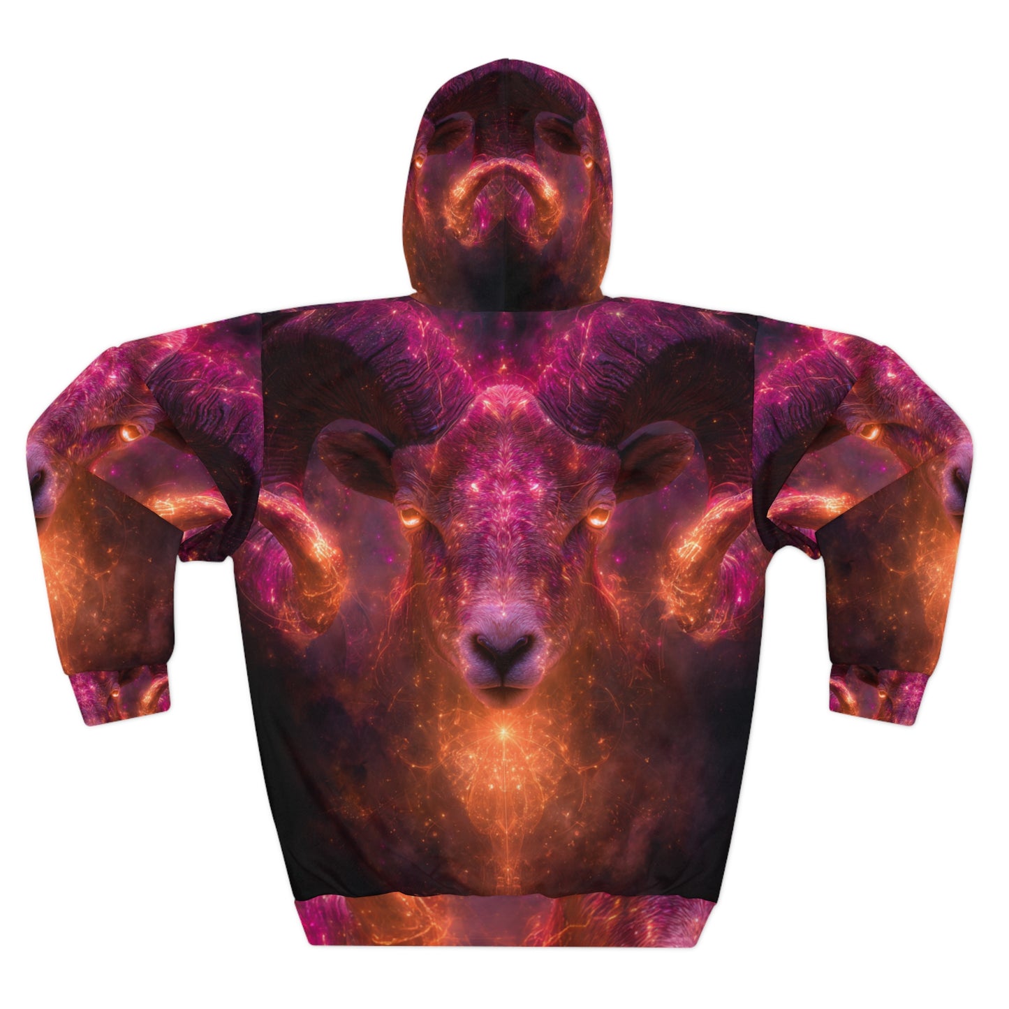 Aries Fire Element Mystical Ram Hoodie - Zodiac Leader Pullover, Astrology Gift, Celestial Warrior Design
